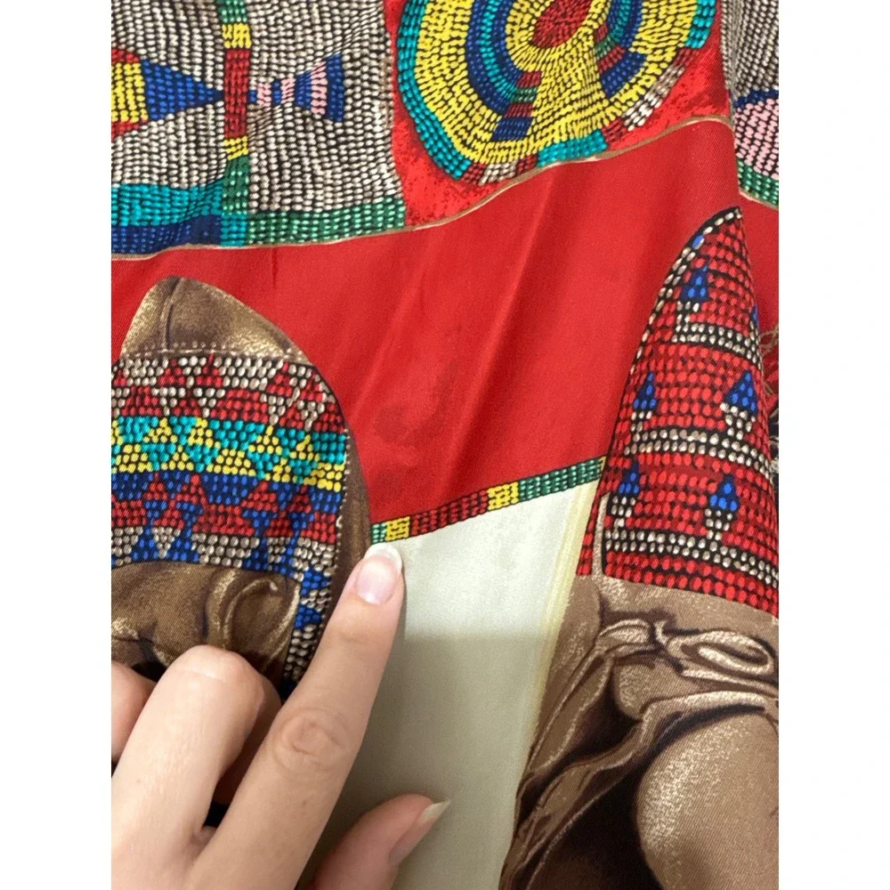 Ralph Lauren Silk Scarf Blouse Top XS Beige Moccasins Native American Luxury - Picture 11 of 11